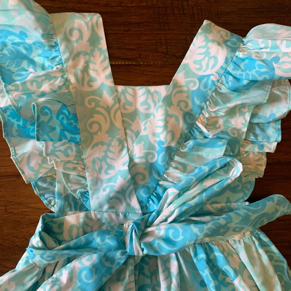 Eleanor Rose Damask Blue Girls Dress Size 7/8 - Picture 7 of 7